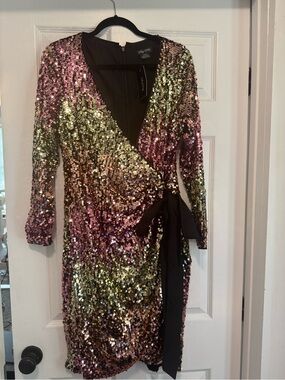 City Chic Women's Multicolor Sequin Wrap Dress